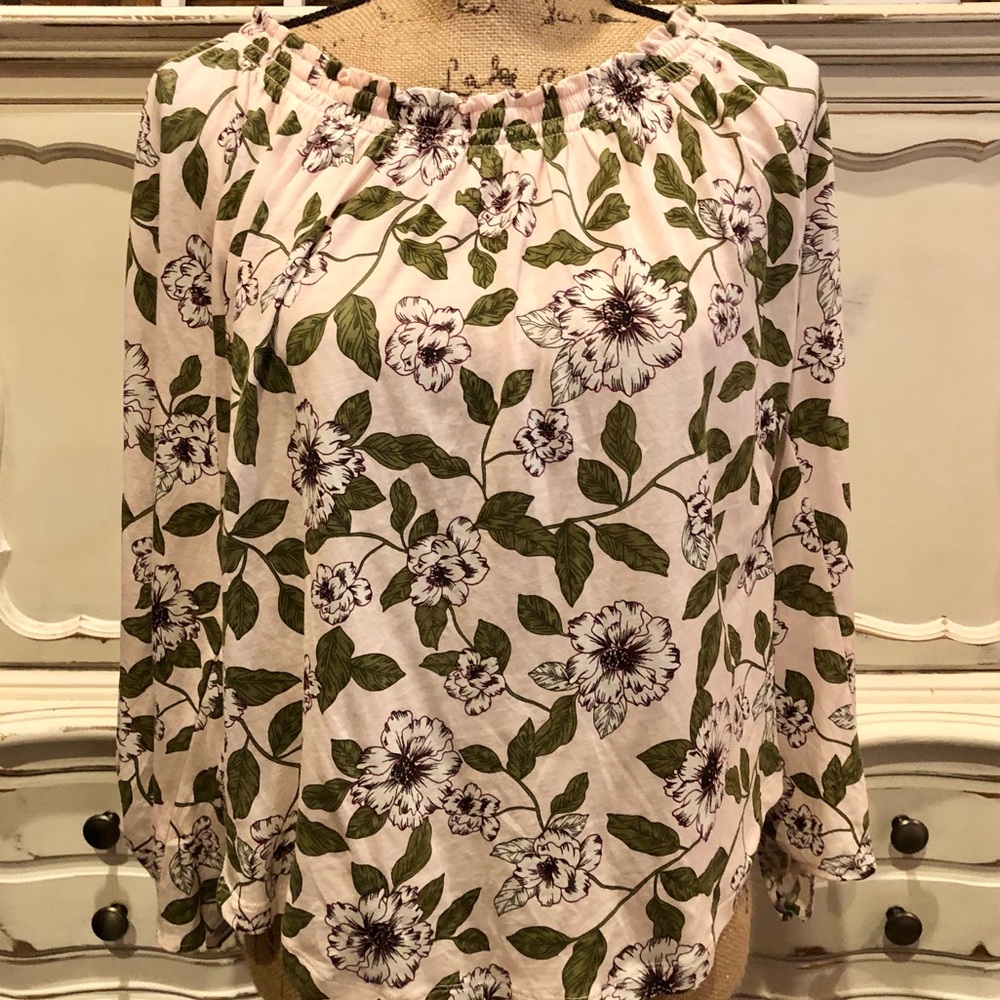 Lauren Ralph Lauren Floral Peasant Top MED NWT